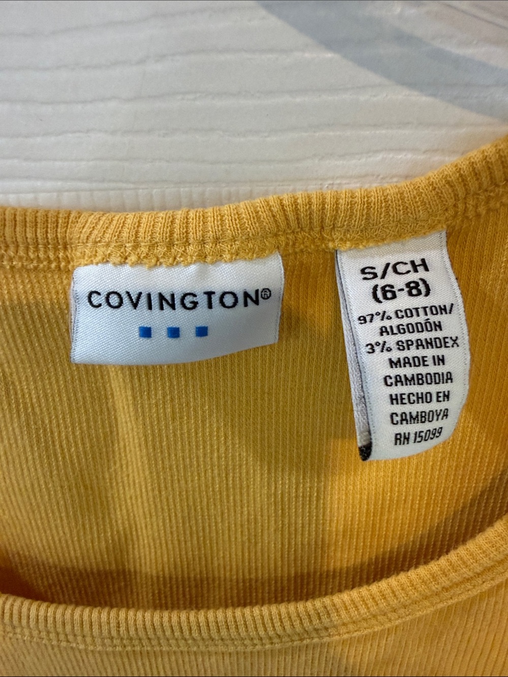 Covington Yellow Ribbed Sleeveless Tank - Picture 2 of 3